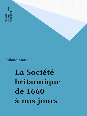 cover image of La Société britannique de 1660 à nos jours